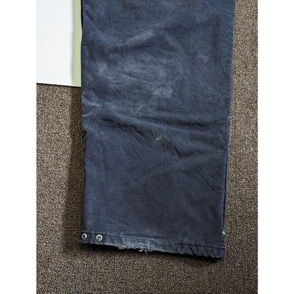 Vintage Carhartt Duck Zip Front Bib Overalls Black UNION Utility Quilted R04 BLK - Picture 7 of 10